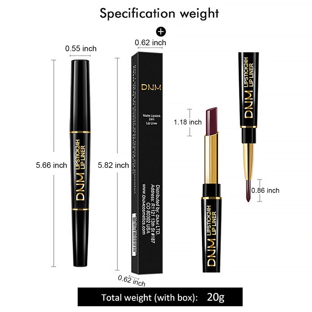 evpct 1Pcs Dark Plum Wine Red Lip Liner and Lipstick Set Kit for Women Matte Lips Kit with Lip Liner Lip Stains Long Lasting Waterproof 24 Hour Lipstick and Lip Liners Combo Lipliners Pencil 06#