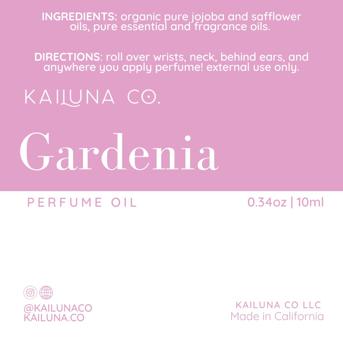 Gardenia Delicious Pure Essential and Fragrance Oil Perfume Roll On with Organic Jojoba Oil, Alcohol Free, Small-Batch, Made in California, 0.34 Fl Oz