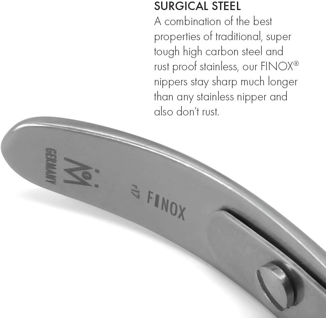 GERMANIKURE Standard Professional Cuticle Trimmer - 1/2 Half Jaw Nipper - Ethically Made in Germany - FINOX Stainless Steel Sharp Cuticle Remover in Leather Case – Manicure Tool, r175, 5mm