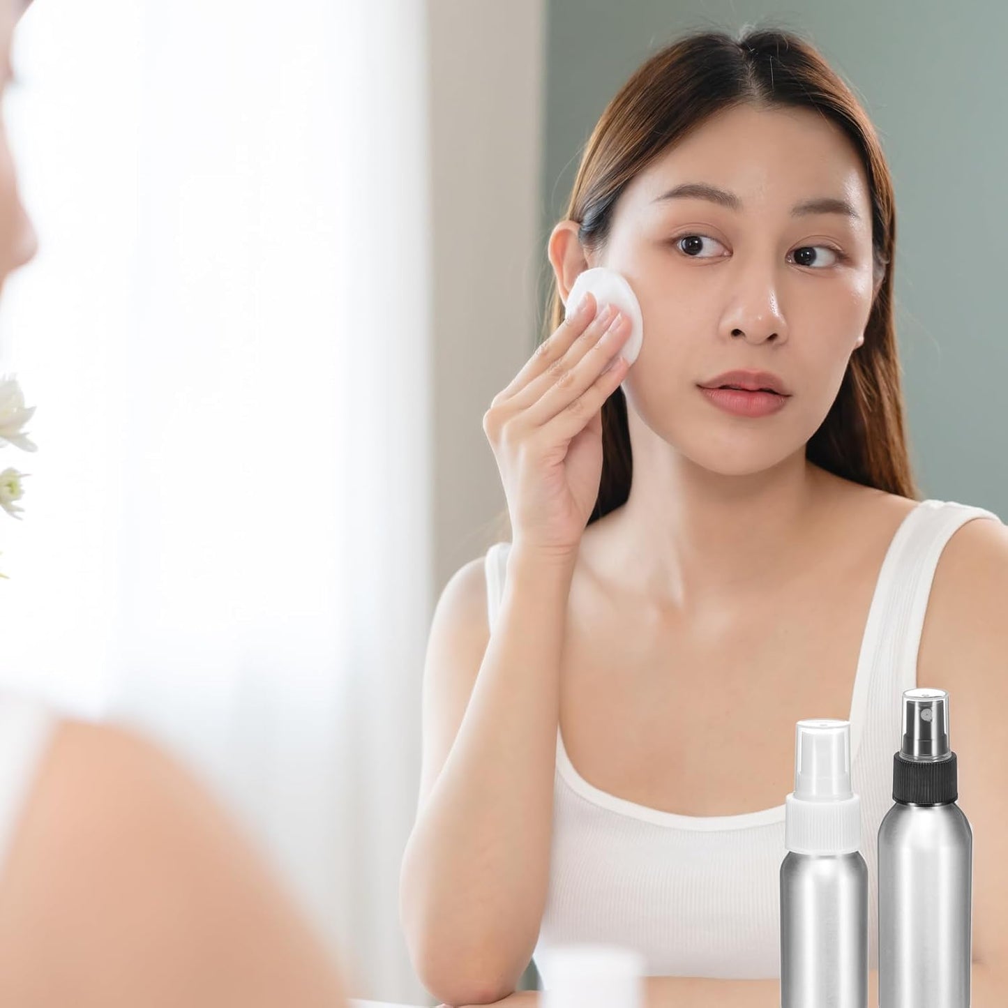 HARFINGTON Aluminum Fine Mist Spray Bottles 200ml/6.7oz Metal Small Liquid Alcohol Refillable Travel Container with Black Plastic Nozzle Cap for Perfume Skincare Cosmetic Storage Bottle