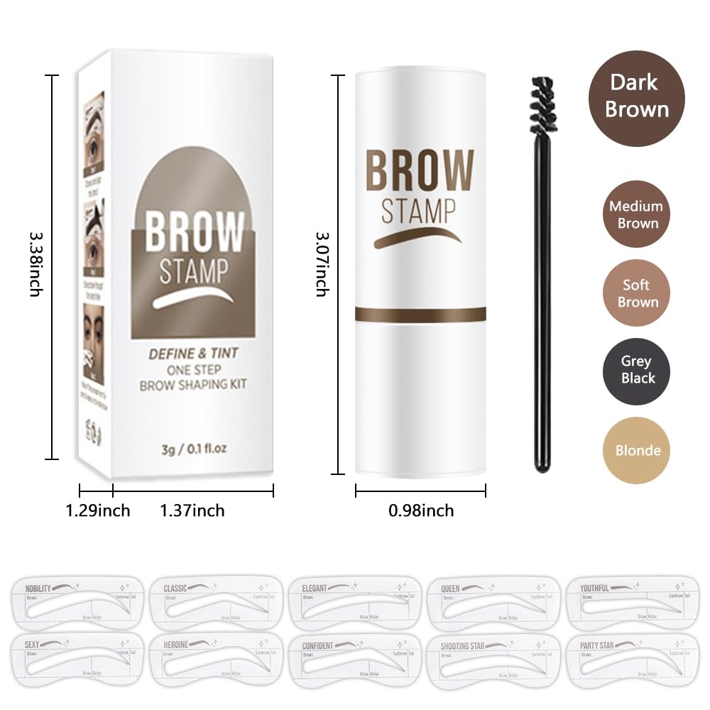 Eyebrow Stamp Stencil Set, Eyebrow Stencils Shaping Kit, Long-Lasting Eyebrow Shaper for Women Girl, Cruelty-Free plantillas para la cejas (Dark Brown)