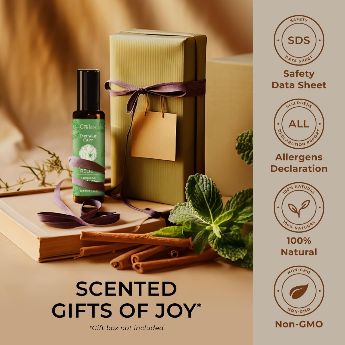 Gya Labs Deep Muscle Relief Essential Oil Roll on - Blended with Soothing Cinnamon, Energizing Ginger Oil & More - Natural Aromatherapy for Sore Muscles & Tension, Travel Size (0.34 Fl Oz)