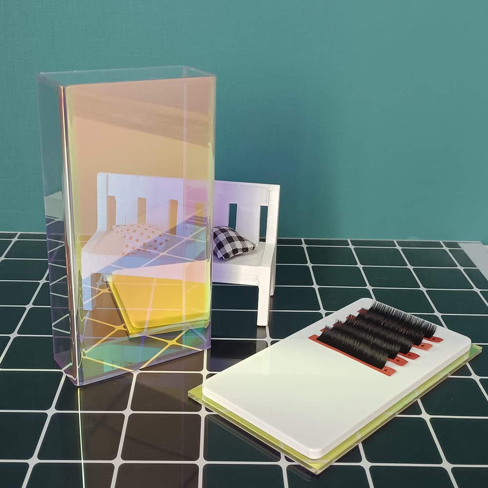 Grafting False Eyelash Acrylic Extension Pallet Organizer, Eyelash Extension Glue Tweezers Plate Makeup Palette, Dustproof Storage Box Display Training Tools Salon (Dazzling S with cover)