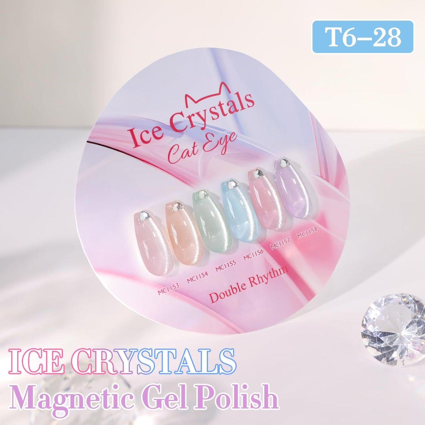 Double Rhythm 0.5 Oz Cat Eye Gel Polish with Magnet Same Color Same Bottle Holographic Glitter Shimmer Translucent Color Salon 15 ML Magnetic Nail Art (Pink Purple-MC1153)
