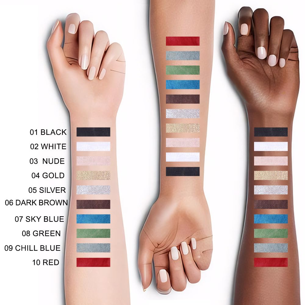 evpct 2Pcs Sky Royal Cobalt Cold Blue Color Gel Glitter Eyeliner Pencils Set for Women Waterline Waterproof Smudge Proof lapiz de ojos delineador de ojos contra el agua Eye Liner Makeup