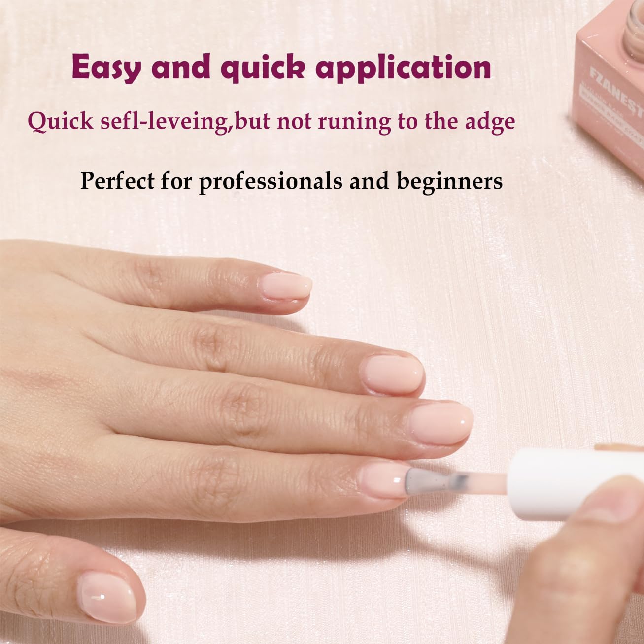 FZANEST Rubber Base Builder Gel Nail 15ml Jelly Natrual Nude Pink Color Gel Polish Nail Strengthener Self-leveling Extension Soak Off UV LED