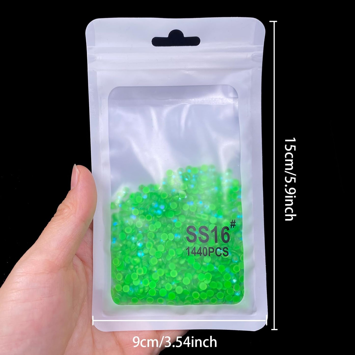 Flatback Glass Rhinestones,Bedazzler Gems 1440pcs Non Hotfix Crystal Rhinestones for Nail Charms Crafts Clothes Tumblers,Green AB Neon,SS16