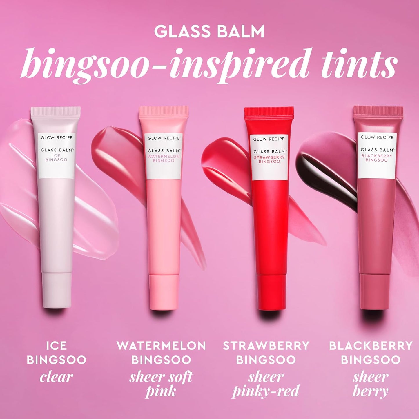 Glow Recipe Glass Balm Lip Treatment - 12Hr Hydrating Lip Balm & Moisturizer with Hyaluronic Acid to Smooth, Plump & Protect from Dryness - Sheer Soft Pink Tint, Watermelon Bingsoo (15 ml)