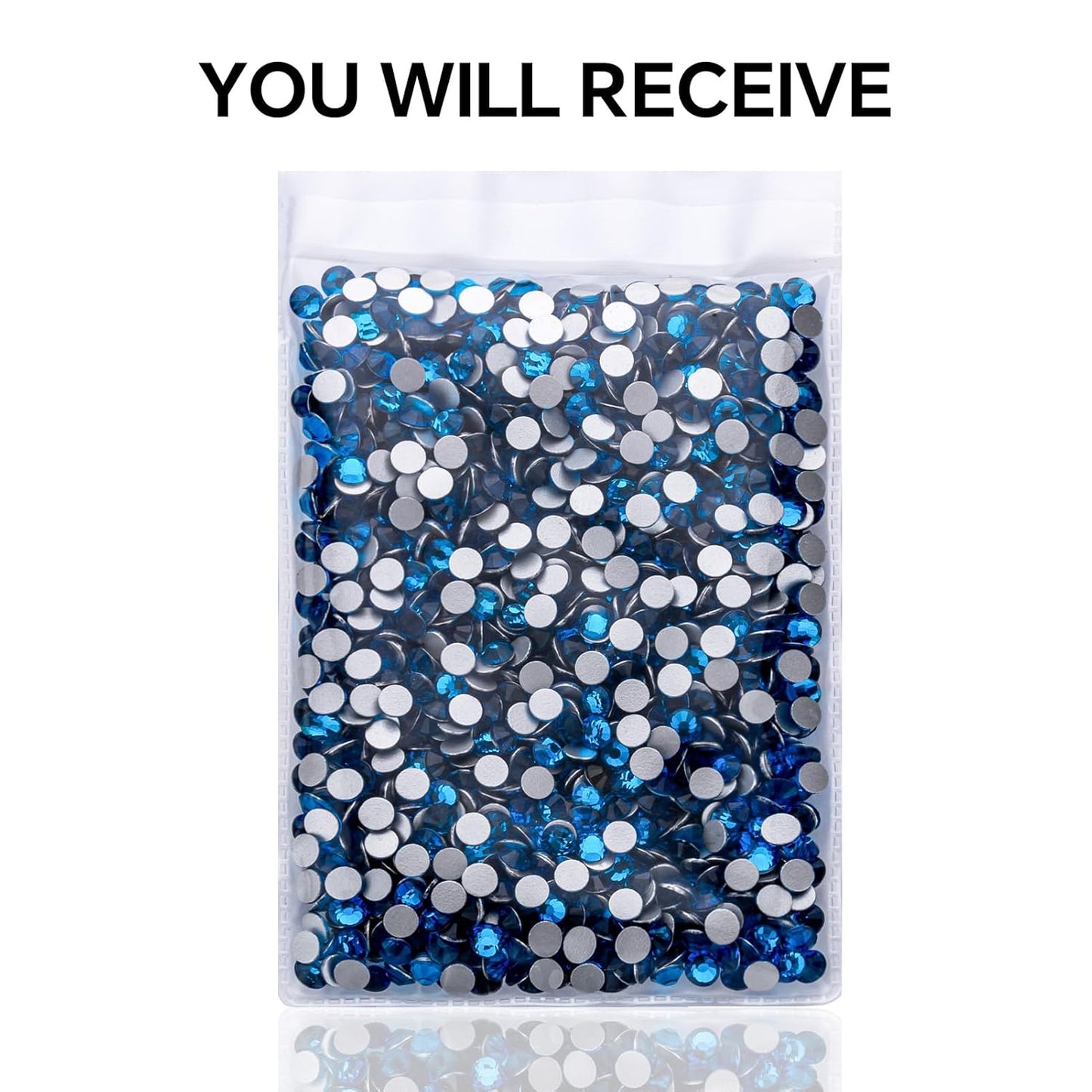 1440Pcs Blue Zircon Crystal Rhinestones,Glass Flatback Rhinestones Gemstones for Nail Face Makeup Art Crafts Clothes Decoration -(SS20,4.8mm,Blue Zircon)