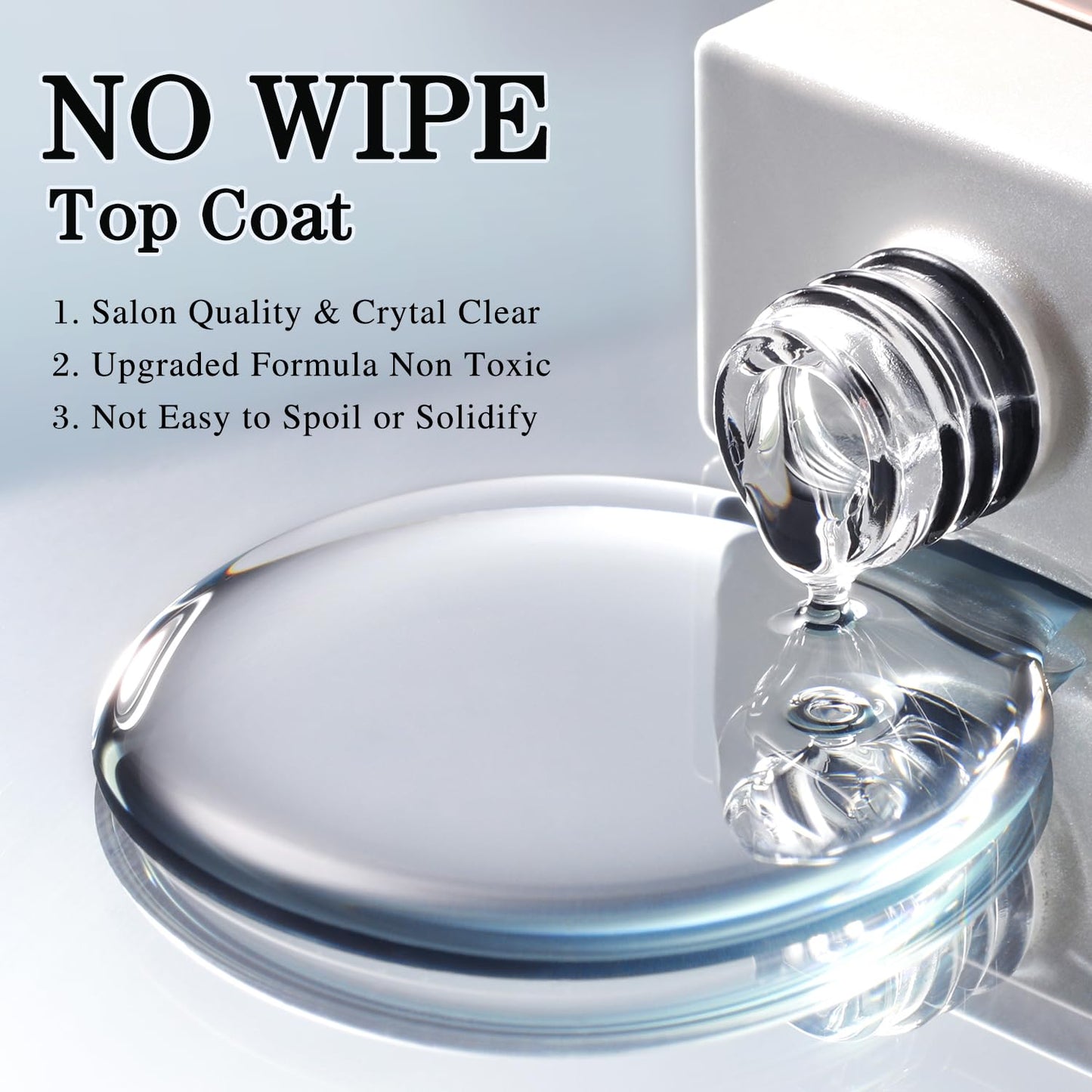 Double Rhythm 2 Pcs 15ML No Wipe Gel Top Coat and Base Coat Set Clear Glossy Gel Polish Kit Soak Off LED (2Pcs Top Coat)