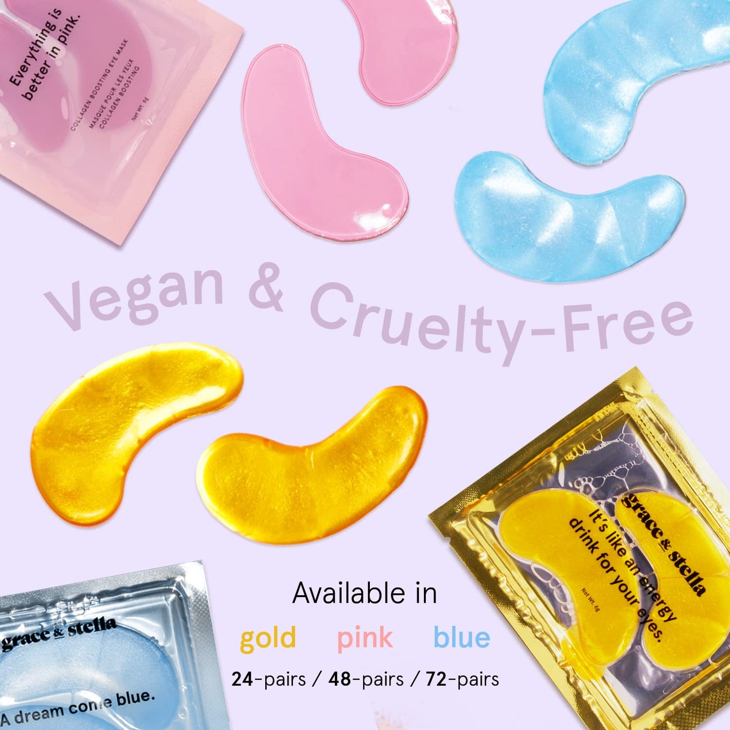 grace & stella Award Winning Under Eye Mask - Travel Essentials - Birthday Gifts for Women - Gel Eye Patches for Dark Circles, Puffy Eyes, Wrinkles, Undereye Bags - Vegan Self Care (48 Pairs, Gold)