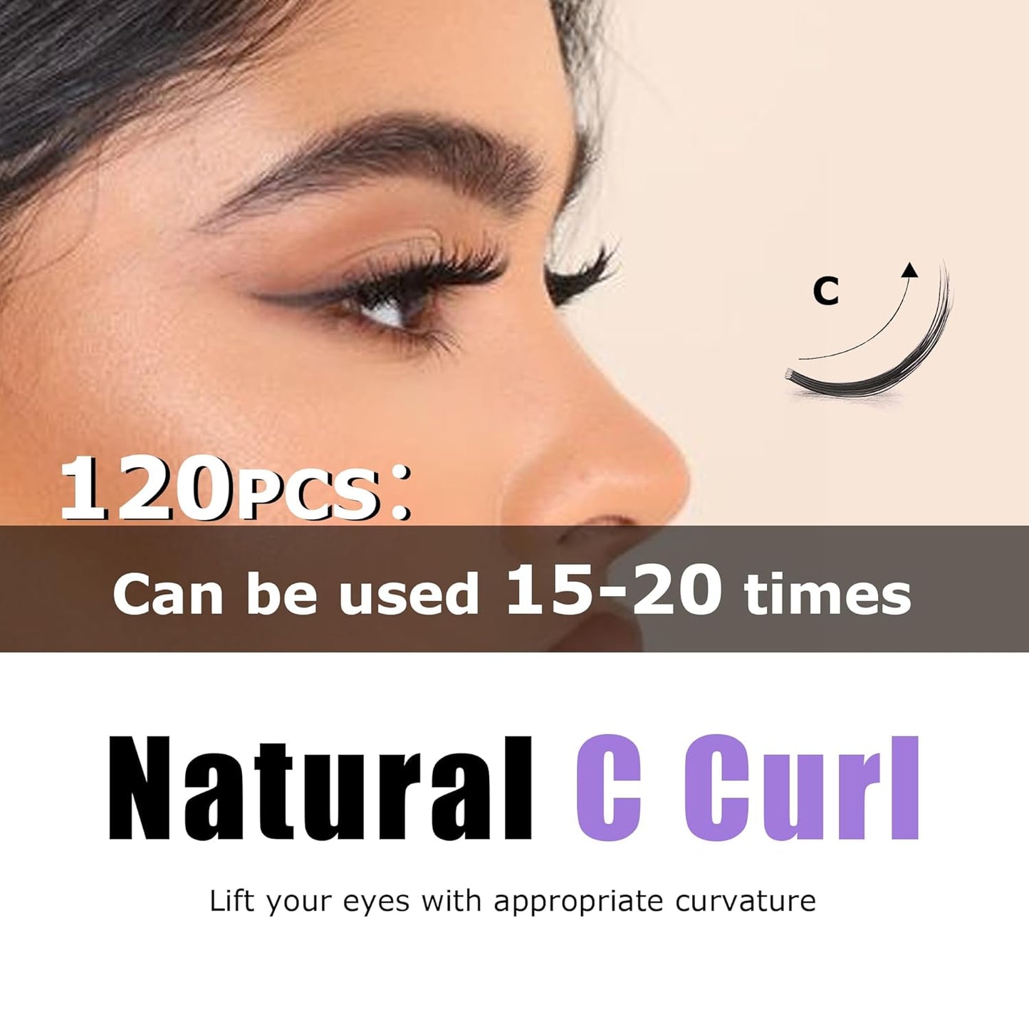 GAQQI Lash Clusters, Eyelash Clusters 120PCS C Curl Individual Lashes, Wispy Cluster Eyelash Extension 10-16mm Mixed Length, Natural Looking Cluster Lashes (GQ03, C Curl, 10-16mm)