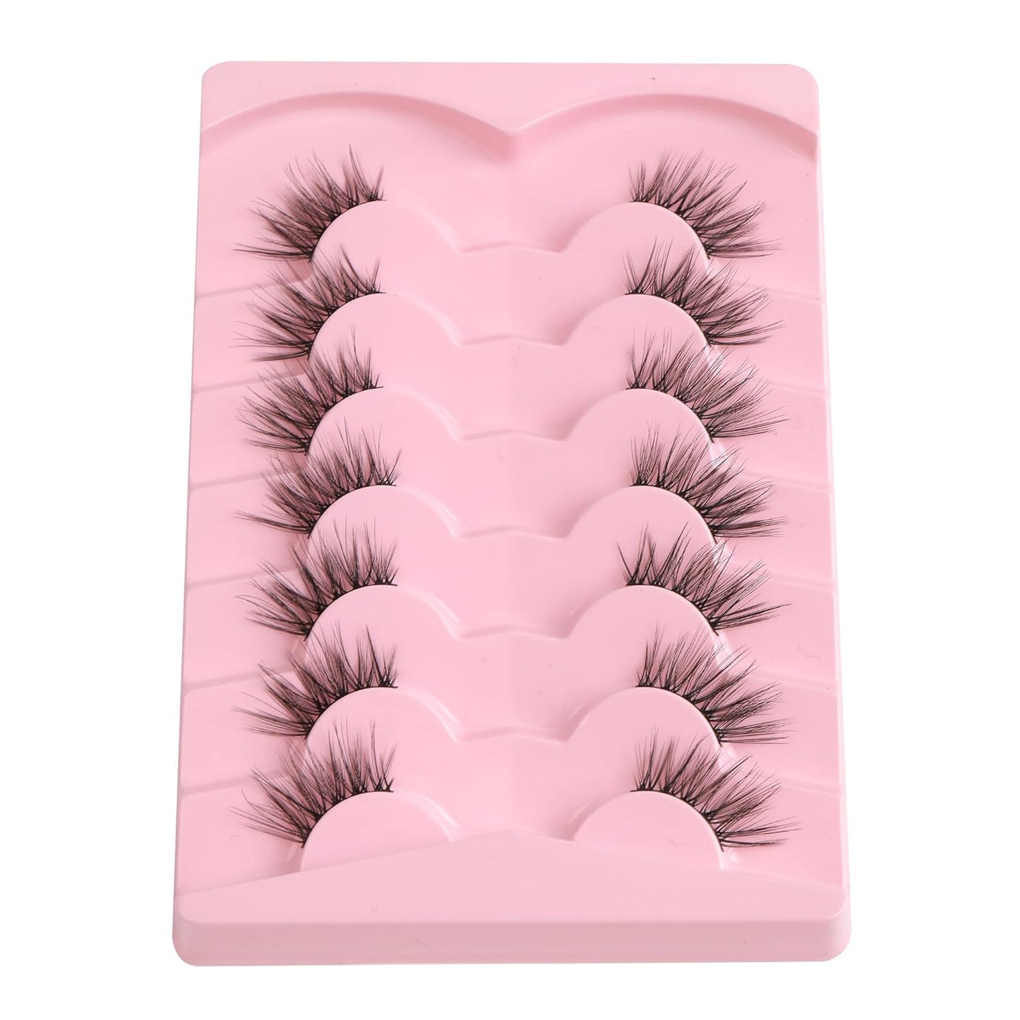 Half Lashes Cat Eye False Eyelashes Natural Look 14MM Natural Corner Lashes Wispy Half Eyelashes 3/4 Lash with Thin Cotton Band C Curl Soft Eyelash Siligli 7 Pair