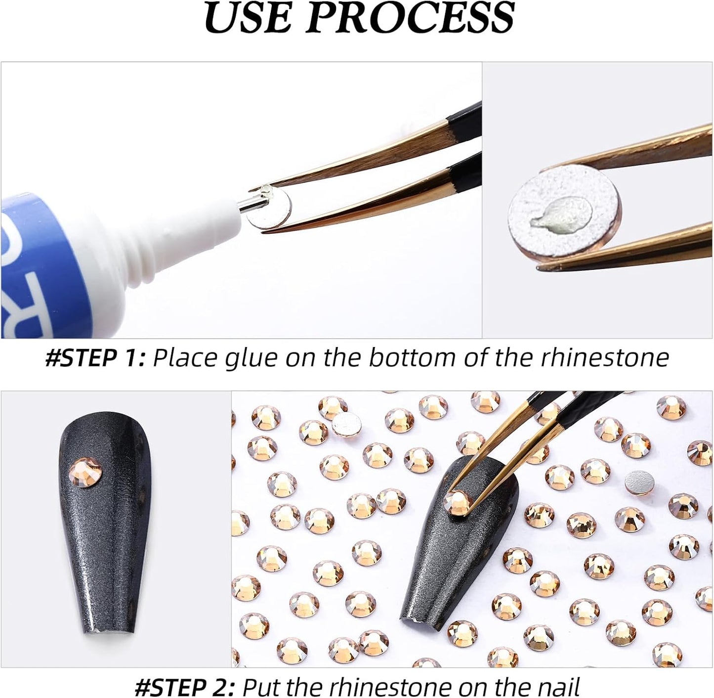 Gold Shadow Flatback Rhinestones, Glass Rhinestones for Nail Art and Craft, Glue Fix, Loose Crystal Gemstones(Gold Shadow, SS12, 1440pcs, 2.9-3.0mm)