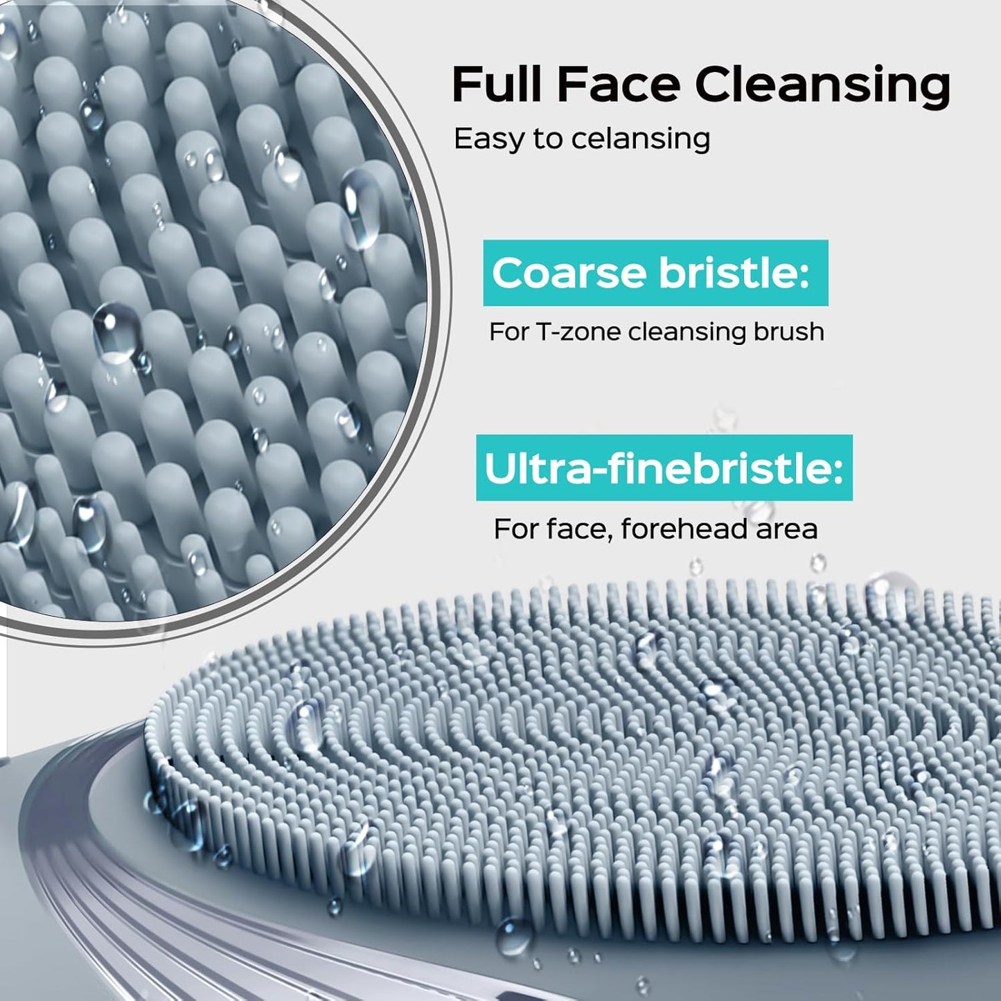 COSLUS Face Scrubber Facial Cleansing Brush: 5 Cleansing Modes Silicone Face Wash Scrubber for Men Beard Care, Sensitive Skin - Deep Cleansing & Gentle Exfoliating, Portable for Shower & Travel