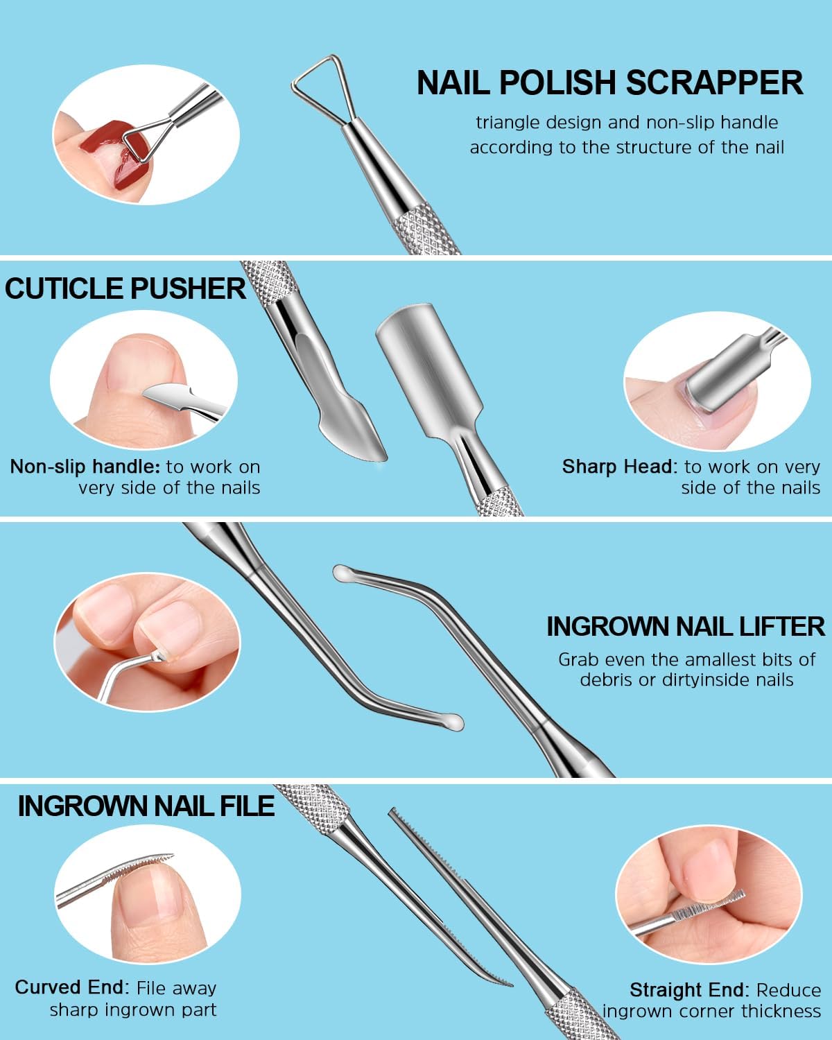 MORGLES Nail Files and Buffers Set, Manicure Kit for Women with Blueberry Cuticle Oil, 13 Pcs Nail Care Kit with Cuticle Trimmer and Pusher