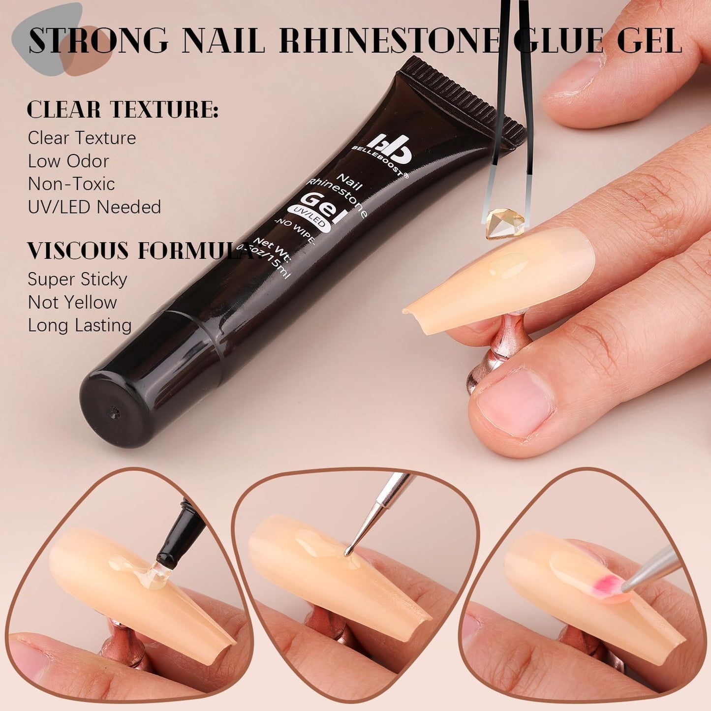 2680Pcs Champagne Gold Glass Nail Rhinestones 120Pcs Multi Shapes Flatback Nail Gems +2560Pcs 1.5-4mm Round Crystal with Rhinestones Glue Gel, Manicure Nail Charms Diamond Gemstone for Nail Art