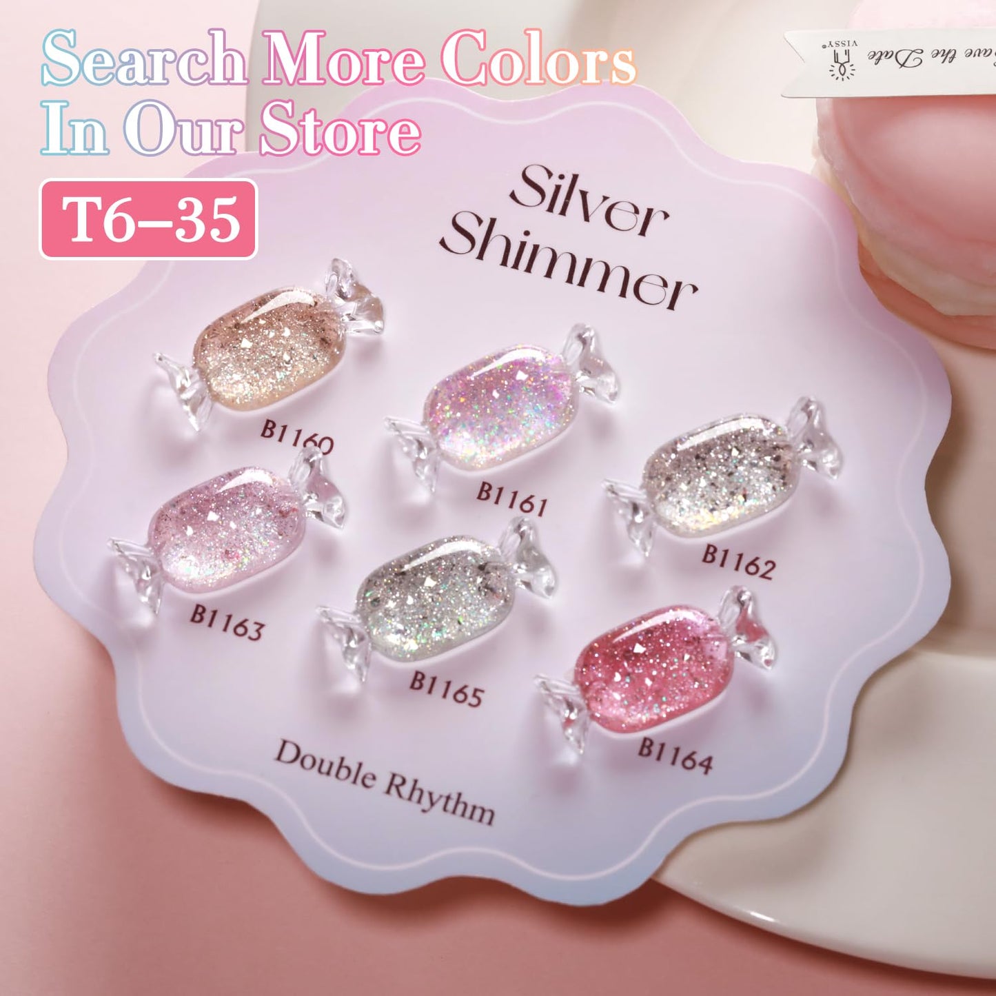 Double Rhythm 0.5Oz Glitter Gel Polish Shimmer Reflective Color for Nail Art Salon DIY Soak Off 15ml Nail Lamp Gel Polish at Home (Pink-B1161)