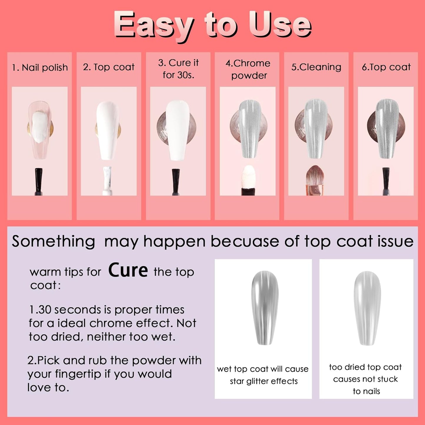 Allstarry Chrome Nail Powder 4 Colors Metallic Mirror Effect Powder Manicure Chrome Pigment Magic Glitter Dust Kit for Gel Polish Nail Art Decoration with 4 Sponge Sticks - Ruby Sapphire Series