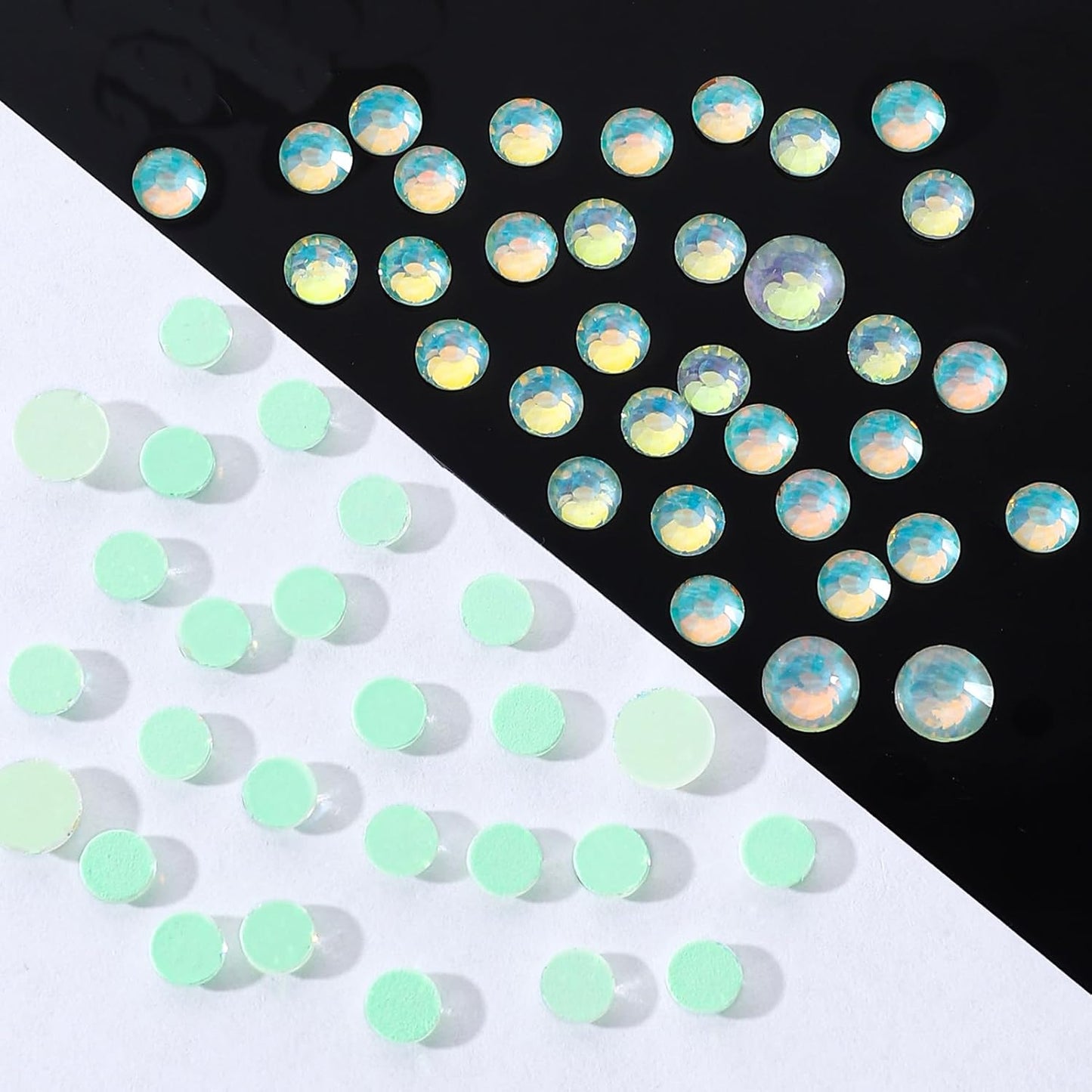 F Light Green Flatback Rhinestones, Glass Rhinestones for Nail Art and Craft, Glue Fix, Loose Crystal Gemstones(F Light Green, SS16, 1440pcs, 3.8-4.0mm)