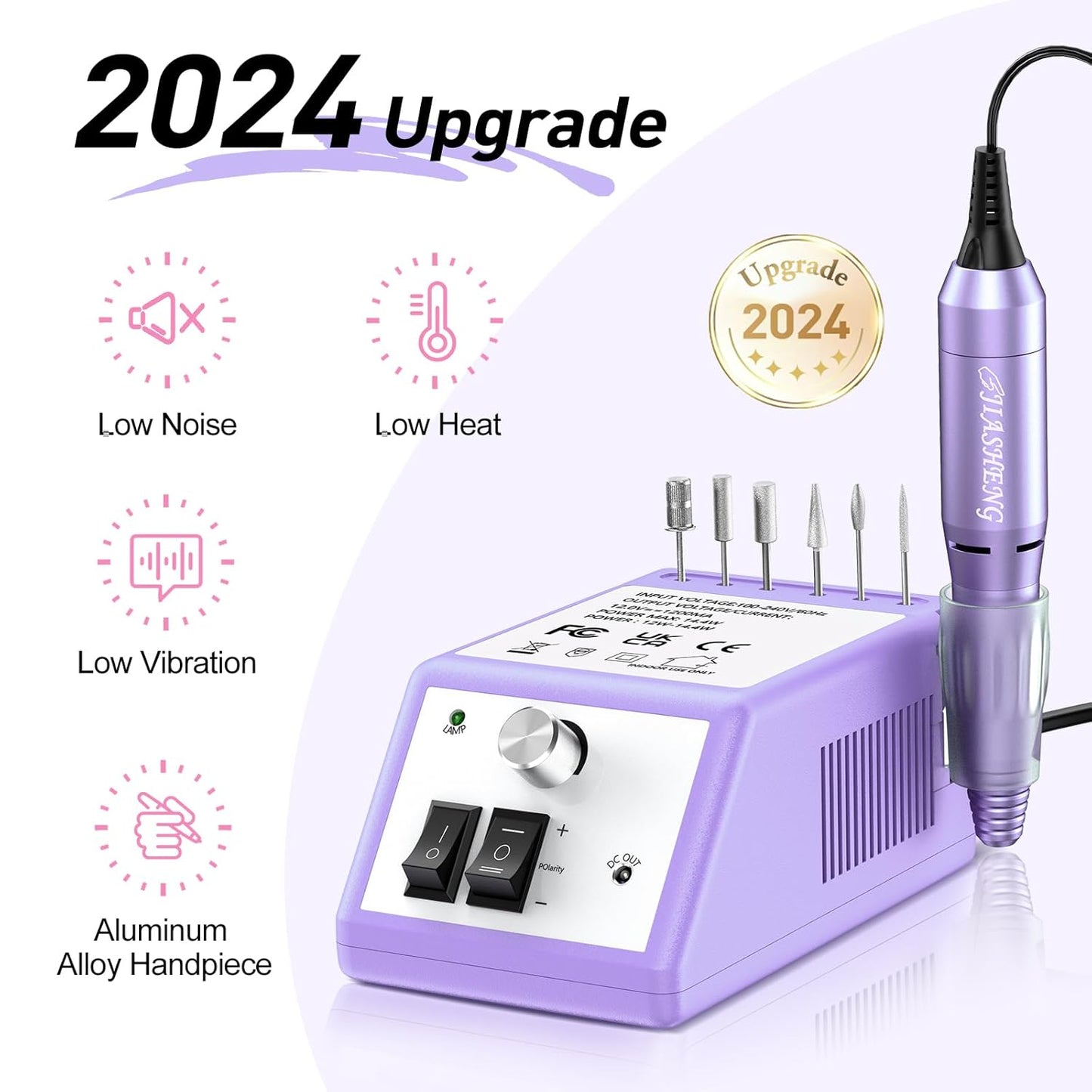 JIASHENG Professional Nail Drill, 20000rpm Electric Nail Drill Machine, Electric Nail File Drills for Acrylic Nails Gel Nails Manicure Pedicure Tools for Salon Use, Violet