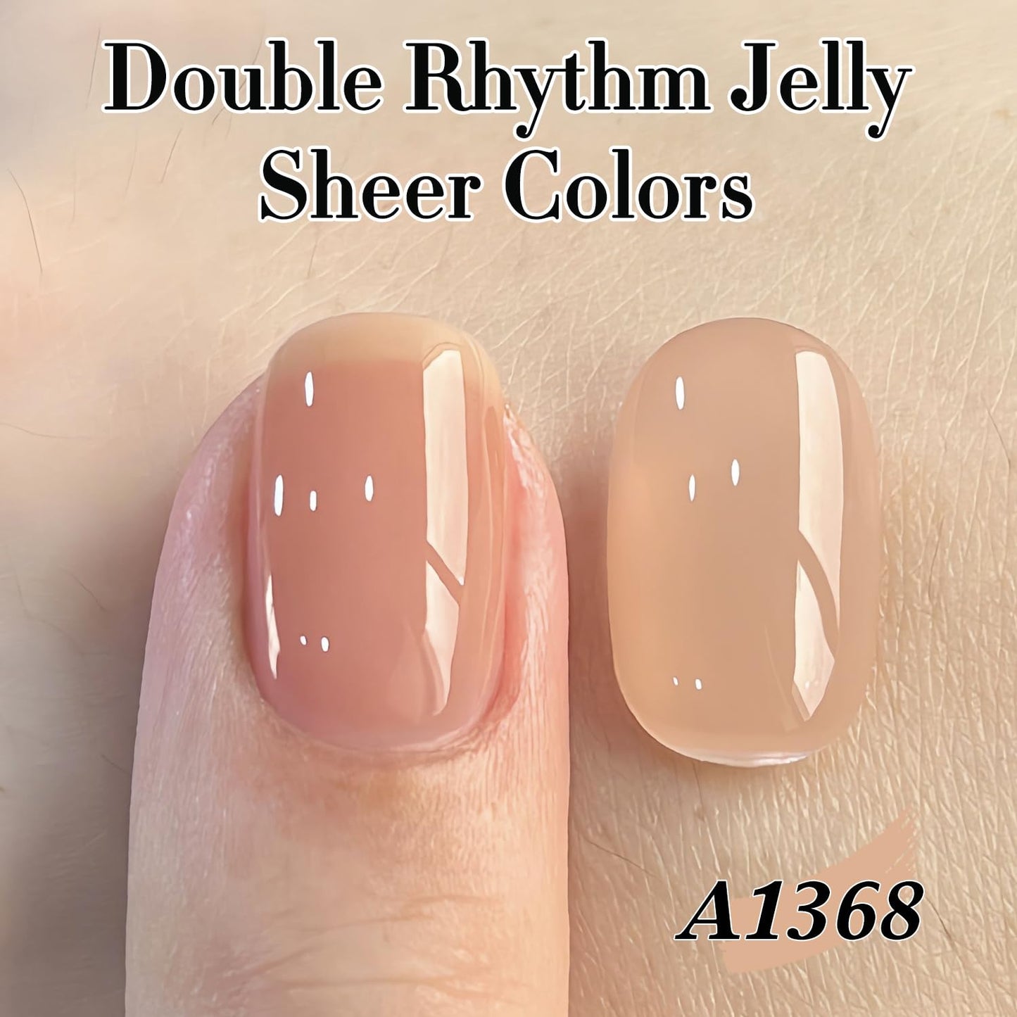 Double Rhythm 0.5Oz Translucent Gel Polish Sheer Neutral Natural Light Milky Same Color Same Bottle 15ML Jelly Art DIY at Home (Neutral Nude Pink-A1368)