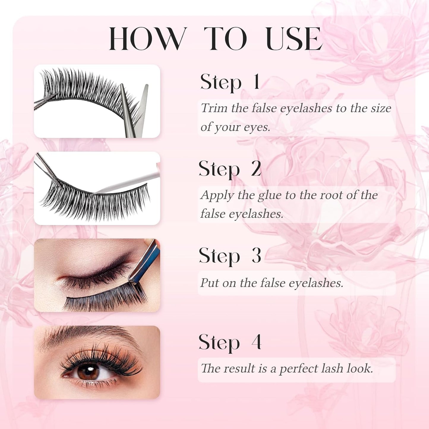 FADLASH False Eyelashes Natural Look Cat Eye Lashes with Thin Band Wear Comfortable Black Fake Lashes, Pack 10 Pairs, LZ209