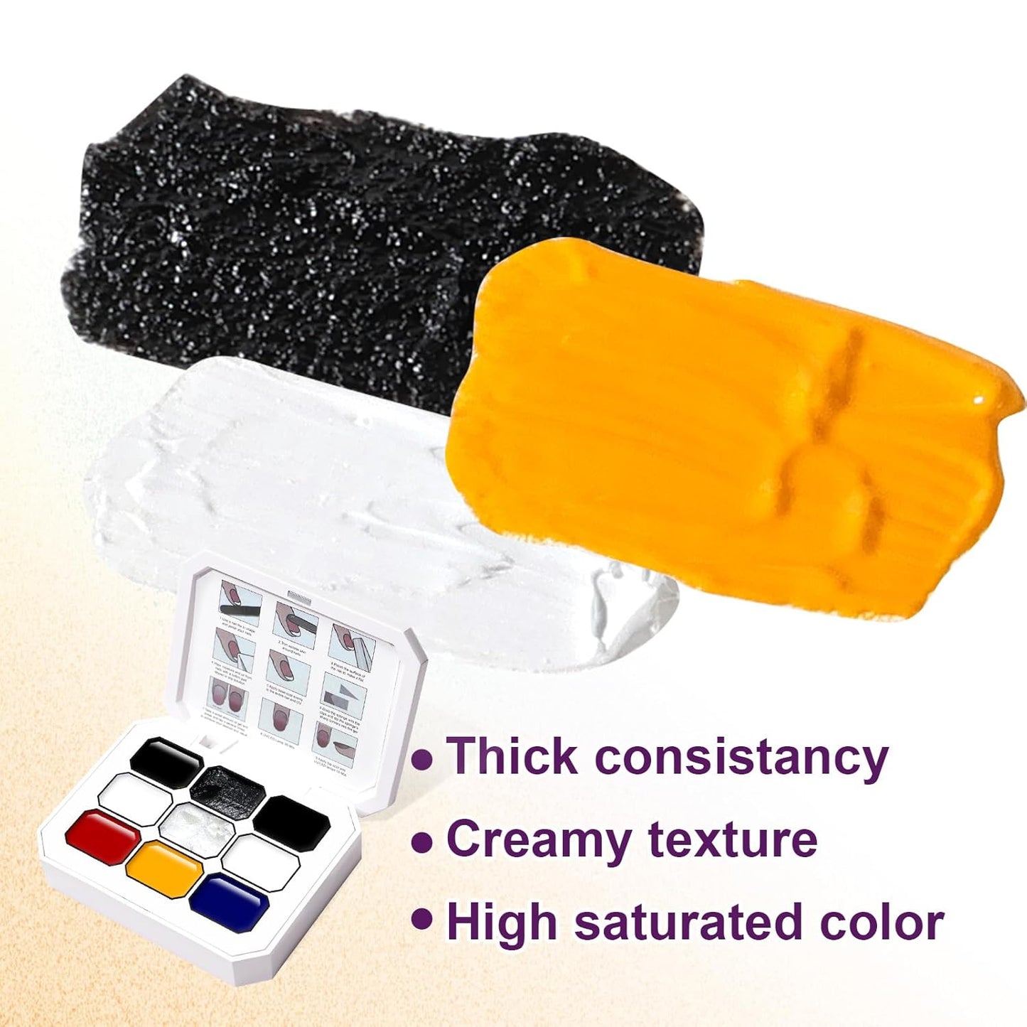 Gradient Painting Gel, 9 Colors Ombre Plaster, 3D Sculpting Gel Three Primary Colors Nail Polish for Pigment Pat Aura Nails French Manicure Palette SculptraHue Master Kit