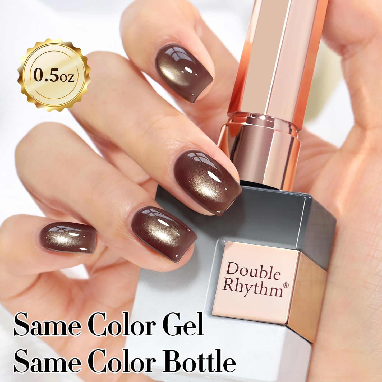 Double Rhythm 0.5 Oz Cat Eye Gel Polish with Magnet Same Color Same Bottle Holographic Glitter Shimmer Translucent Color Salon 15 ML Magnetic Nail Art (Dark Gray Purple-MC1280)