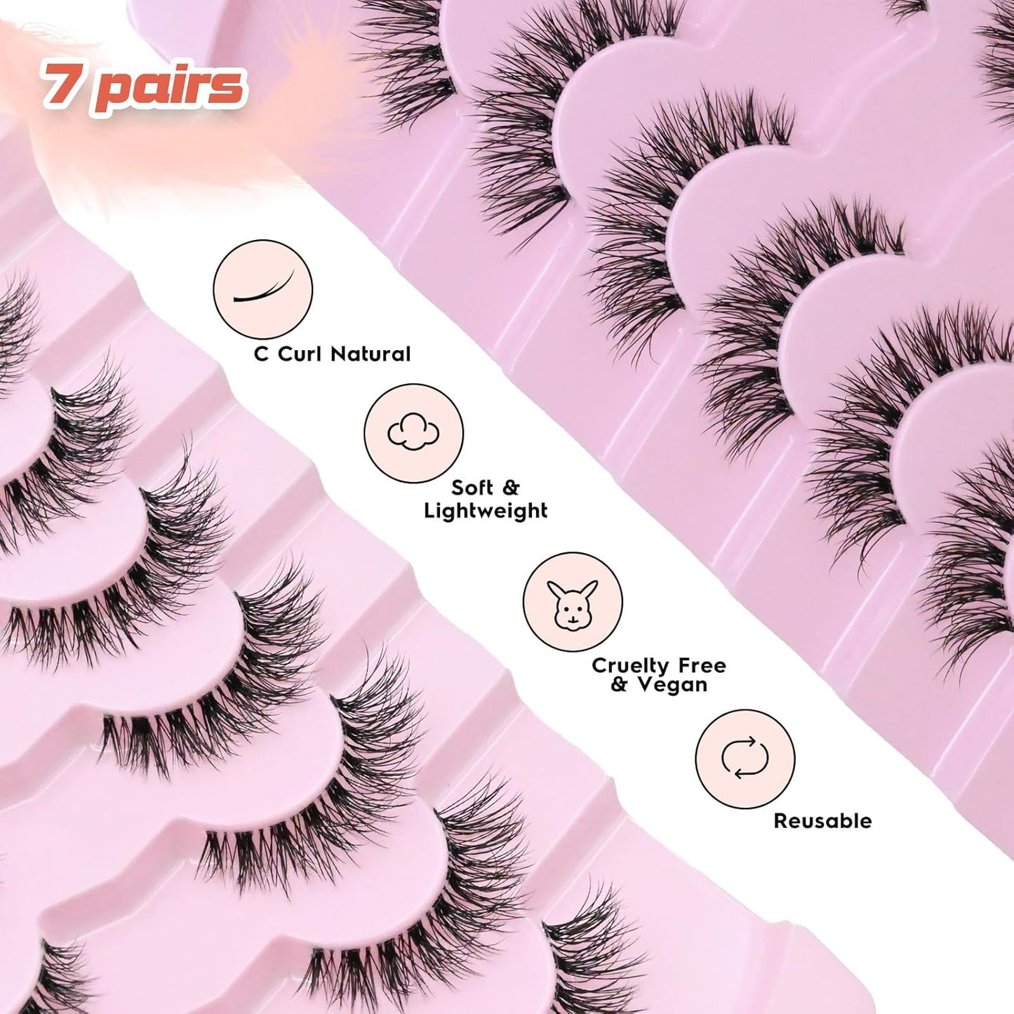 Eyelahses Wispy Lashes Cat Eye 10MM Short Lashes C Curl Soft Lash Strips Siligli