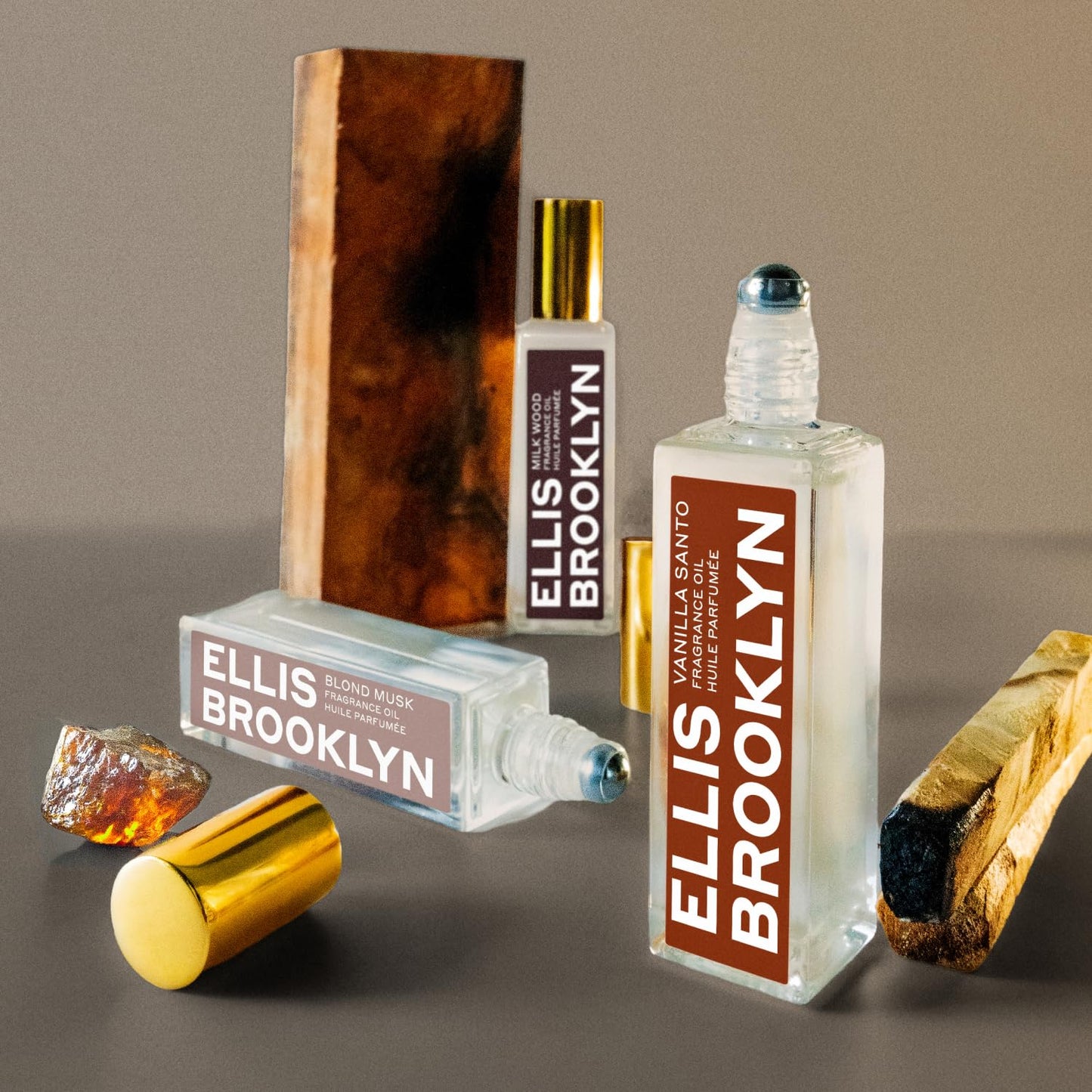 Ellis Brooklyn Milk Wood Perfume Oil Roll-On for Women – Sandalwood & Amber Musk Perfume Oil - Notes of Coconut Milk, Freesia & Bergamot– Long Lasting Fragrance, Travel-Friendly Rollerball, 15ml