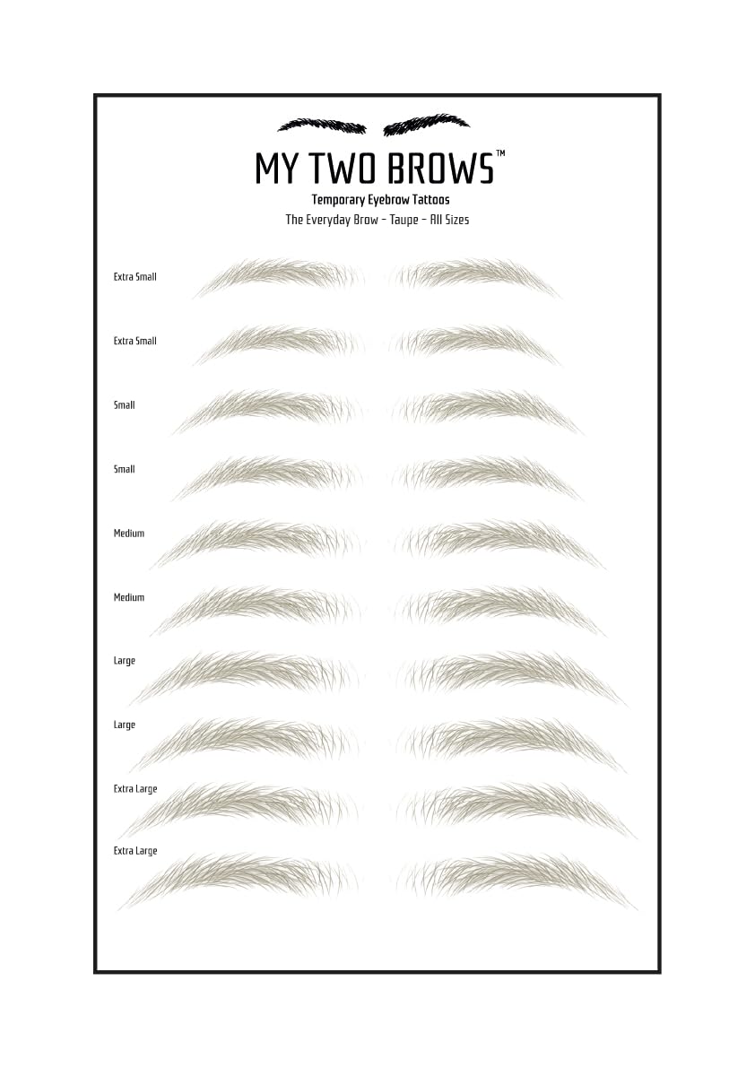 (10 pairs) Taupe Temporary Eyebrow Tattoo - Medium Size - Waterproof & Smudgeproof - Everyday Brow Style Eyebrow Stickers - Sheet Lasts up to 30 Days - Won't Work on Existing Brows