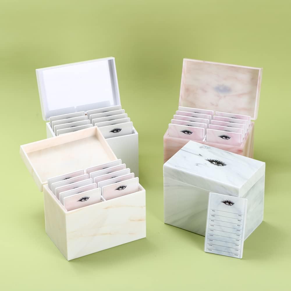 10 Layers Acrylic Eyelash Storage Box, Makeup Eyelashes Extension Close-Packed Display with 10 Pallets, Grafting False Eyelashes Glue Pallet Holder Display Organizer (White)