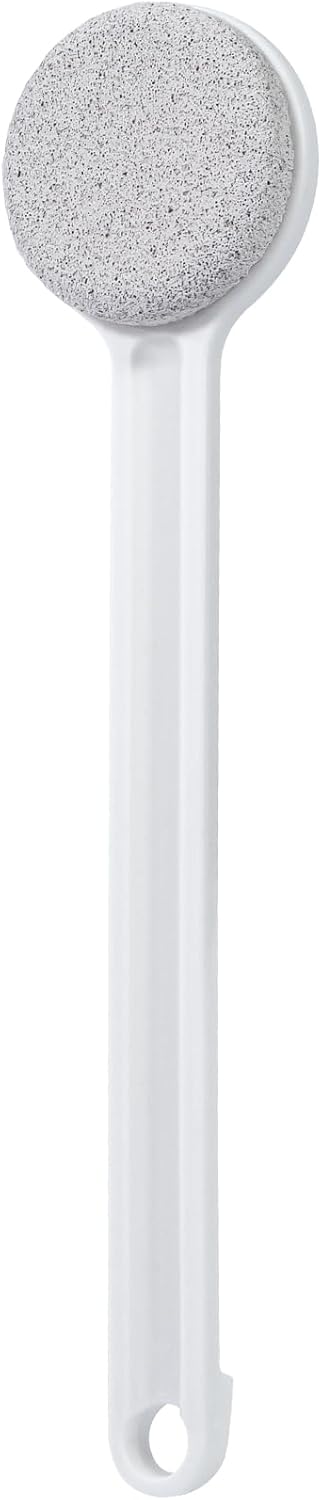 Pumice Stone for Feet with Long Handle (Straight Handle,White, Count, 1.0)