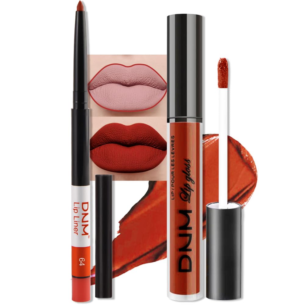 evpct 2Pcs Vivid Red Matte Lip Liner and Lipstick Combo Set for Women, Red Lip Combo Set Liquid Lips Stick Gloss and Lipliner Stain Set Long Lasting Waterproof, Lips Makeup 24 Hours labiales originale