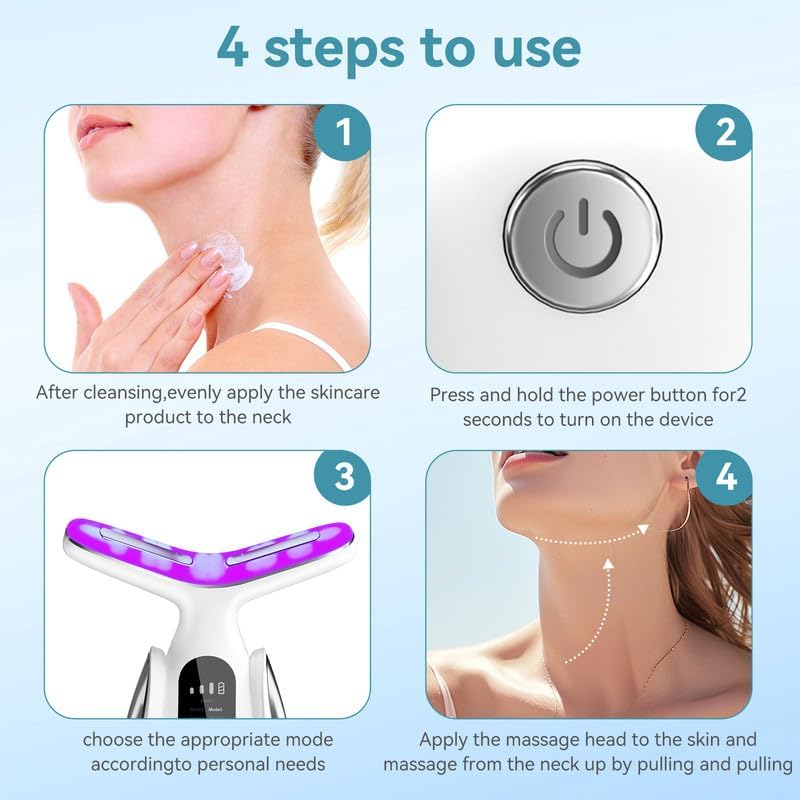 Neck Face Massager, 7-in-1 Portable Facial Massager for Enhanced Face, Neck and Shoulder Care with Vibrating and Warming Function，White