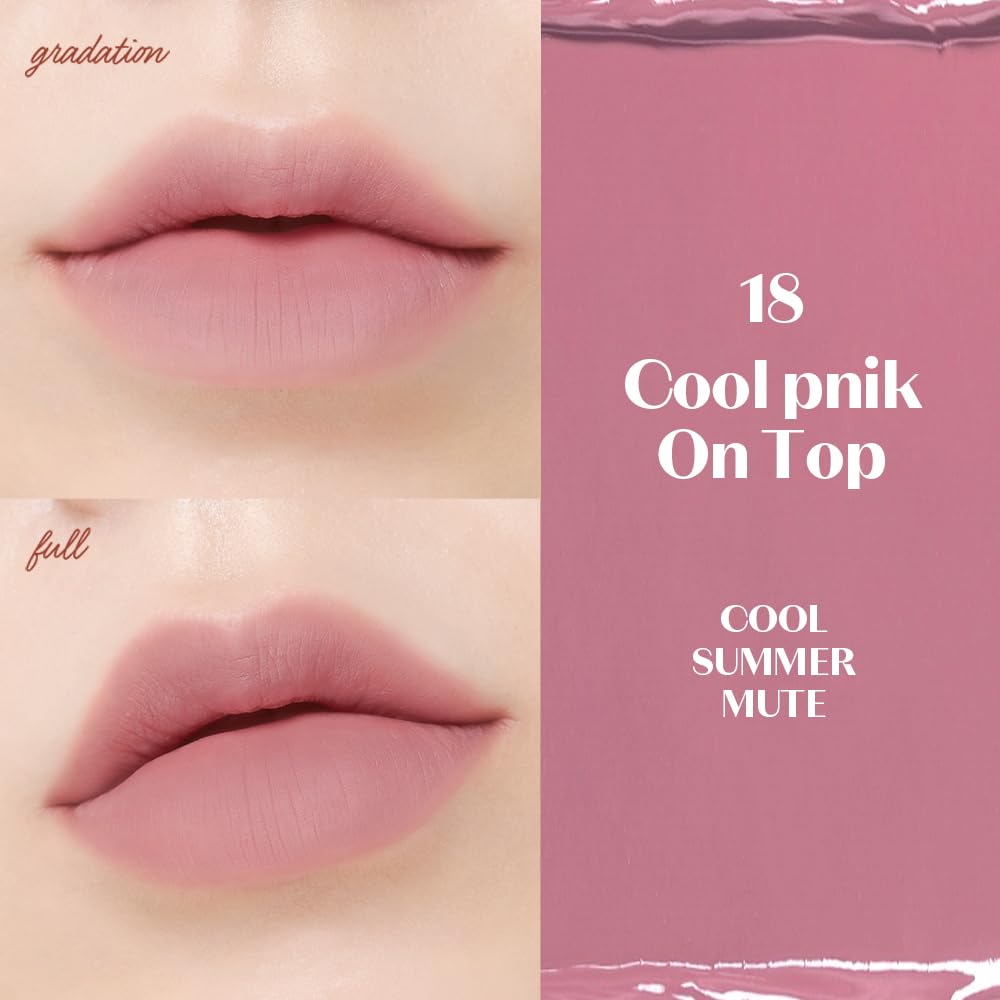 ETUDE Fixing Tint #18 Cool Pink on Top (4g) | Long Lasting High Pigmented Liquid Lipstick | Waterproof Lightweight Matte Finish Lip Stain | Full Coverage | Korean Makeup, Kbeauty