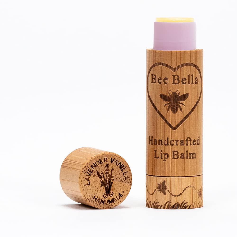 Bee Bella Lip Balm, Lavender Vanilla, 3 Pack - Moisturizing Lip Care, 100% Natural, Original Organic Beeswax with Vitamin E, Handmade in USA, Gift