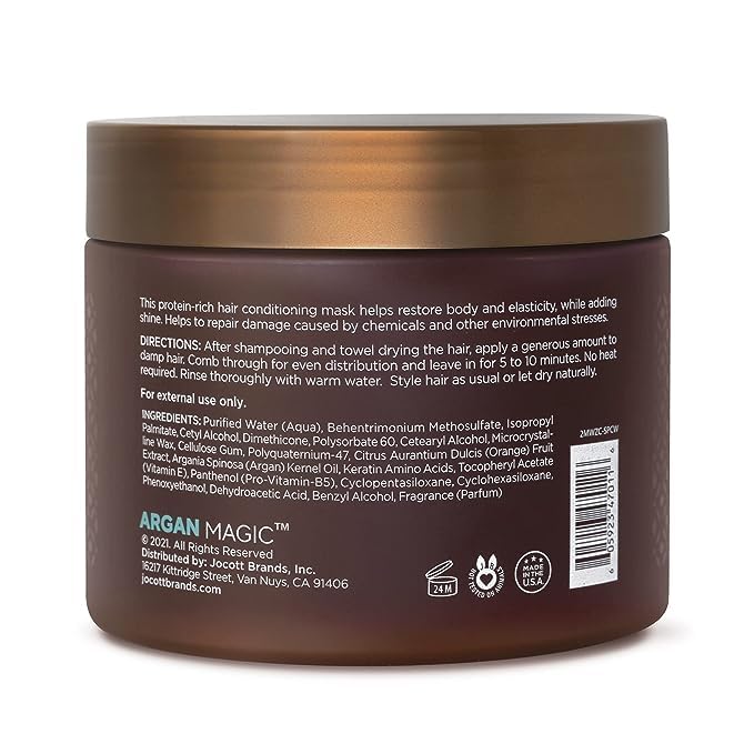 Argan Magic Restorative Hair Mask - Protein Rich Conditioning Hair Mask that Hydrates, Restores And Repairs Damaged Hair | Made in USA, Paraben Free, Cruelty Free (12 oz)