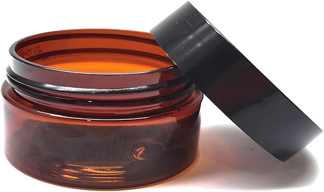 1 oz Amber Plastic Cosmetic Jars Leak Proof Container with Black Lid for Cream, Lotion, Powder, ointment, Beauty Products etc, 12 Pcs.