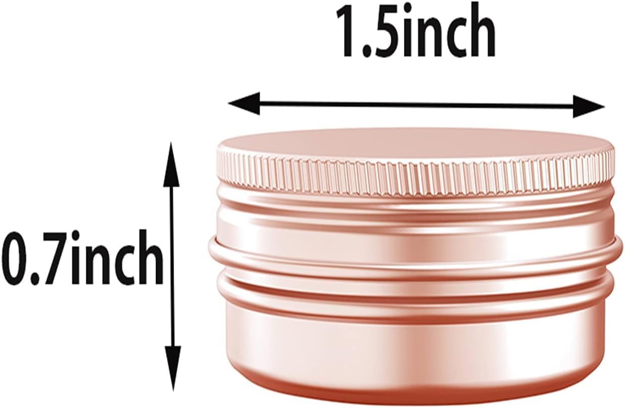 0.5 Ounce Aluminum Tin Jar with Screw Cap 15mL Tin Cans Refillable Containers for Cosmetic, Lip Balm, Cream, Lotion, Balms, Spices, Salve, Rose Gold 20 Pcs