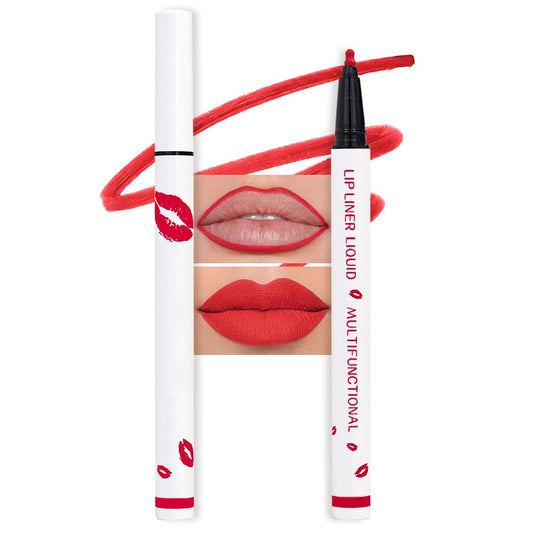 evpct Longwear Liquid Lip Liner Stain Marker Pen Long Lasting Waterproof, Ruby Red Matte Semi Permanent 24 Hour Lip Liner and Lipstick Combo, Korean Color Stay Lipliner All Day, Lips Stain peel off