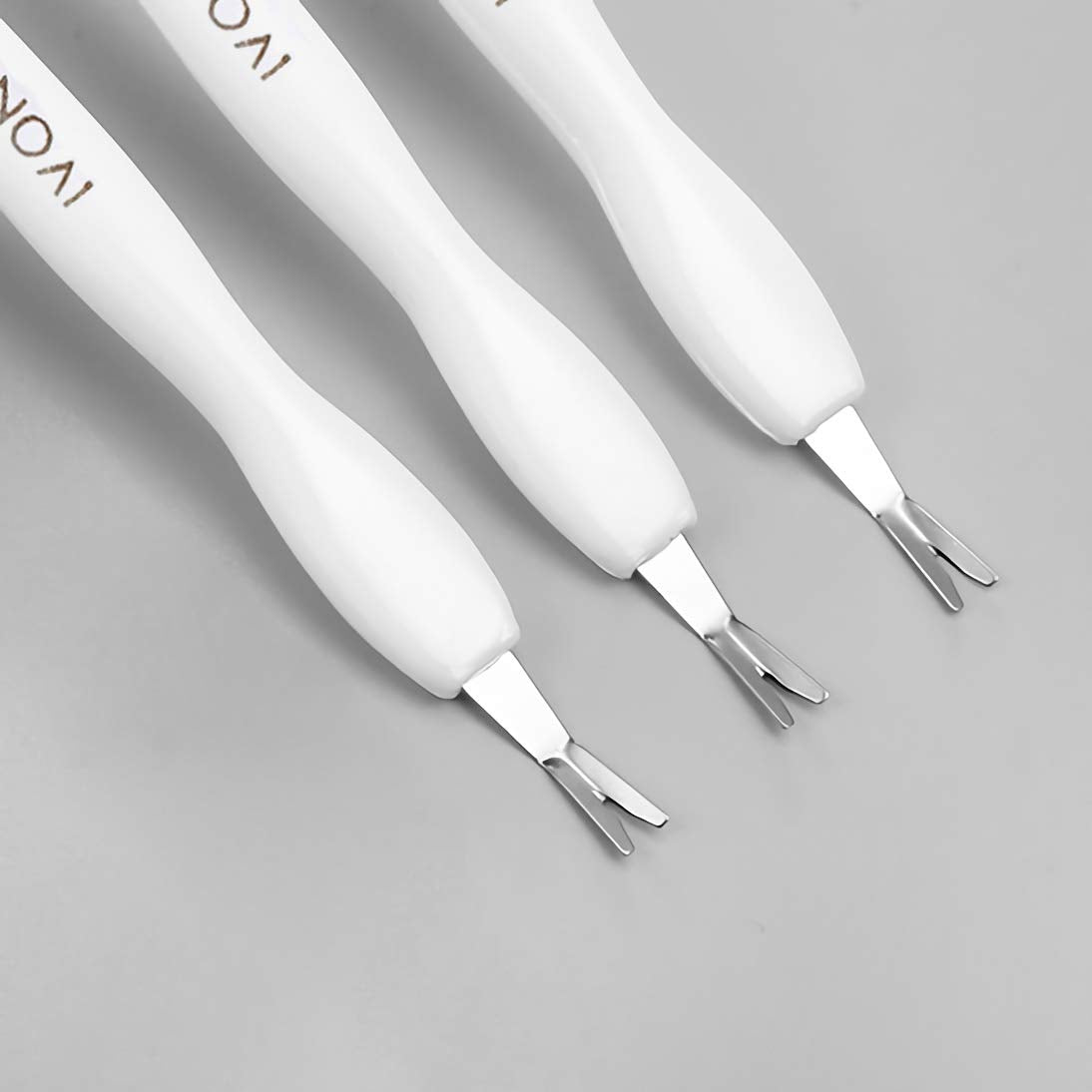 IVON 3 Pack Nail Cuticle Trimmer Pusher Remover, Double End & White Handle