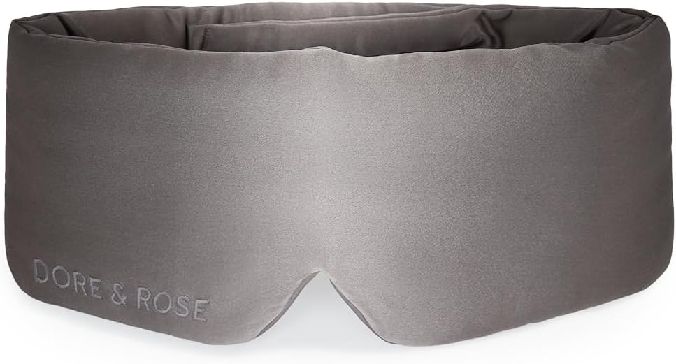 Dore & Rose Deep Sleep Mask Light Blocking, 23 Momme Mulberry Silk Eye Mask, Ultra Soft, Adjustable - Travel Sleeping Mask for Men & Women - Charcoal