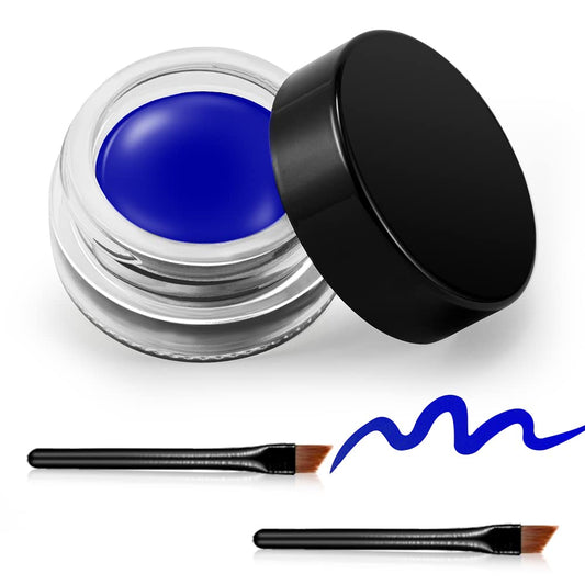 Erinde Blue Gel Eyeliner, Waterproof Cream Eyeliner Gel Pot, High-Intensity Pigments Long Lasting Smudge-Proof Eye Liner Halloween Makeup, Waterline Matte Eye Liner with 2PCS Brushes, 03 Blue