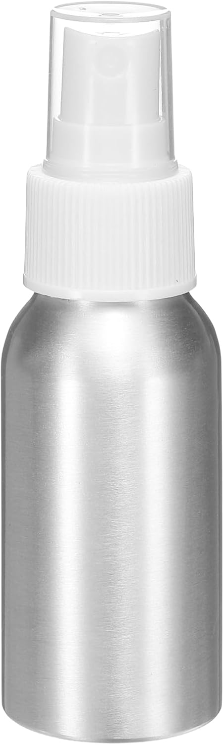 HARFINGTON Aluminum Fine Mist Spray Bottles 50ml/1.7oz Metal Small Liquid Alcohol Refillable Travel Container with White Plastic Nozzle Cap for Perfume Skincare Cosmetic Storage Bottle