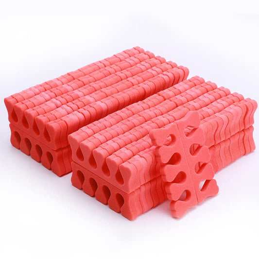 100PCS Sponge Toe Separator, Soft Toe Spreader Nail Art Finger Separator Divider Spacer Manicure Pedicure Tool for Nail Polish (Red)