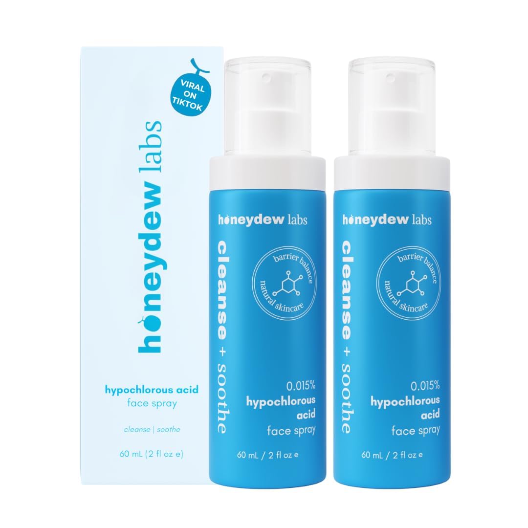 Hypochlorous Acid Spray - HOCL - Hypoallergenic Skin Toner Cleanse and Soothe Sensitive Face - Acne - Eczema - Bacne - Eyelid - Pre Post Workout (Mini Bundle Pack - 2fl + 2 fl)