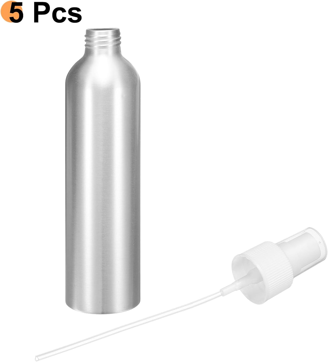 HARFINGTON 5pcs Aluminum Fine Mist Spray Bottles 250ml/8.5oz Metal Small Liquid Alcohol Refillable Travel Container with White Plastic Nozzle Cap for Perfume Skincare Cosmetic Storage Bottle