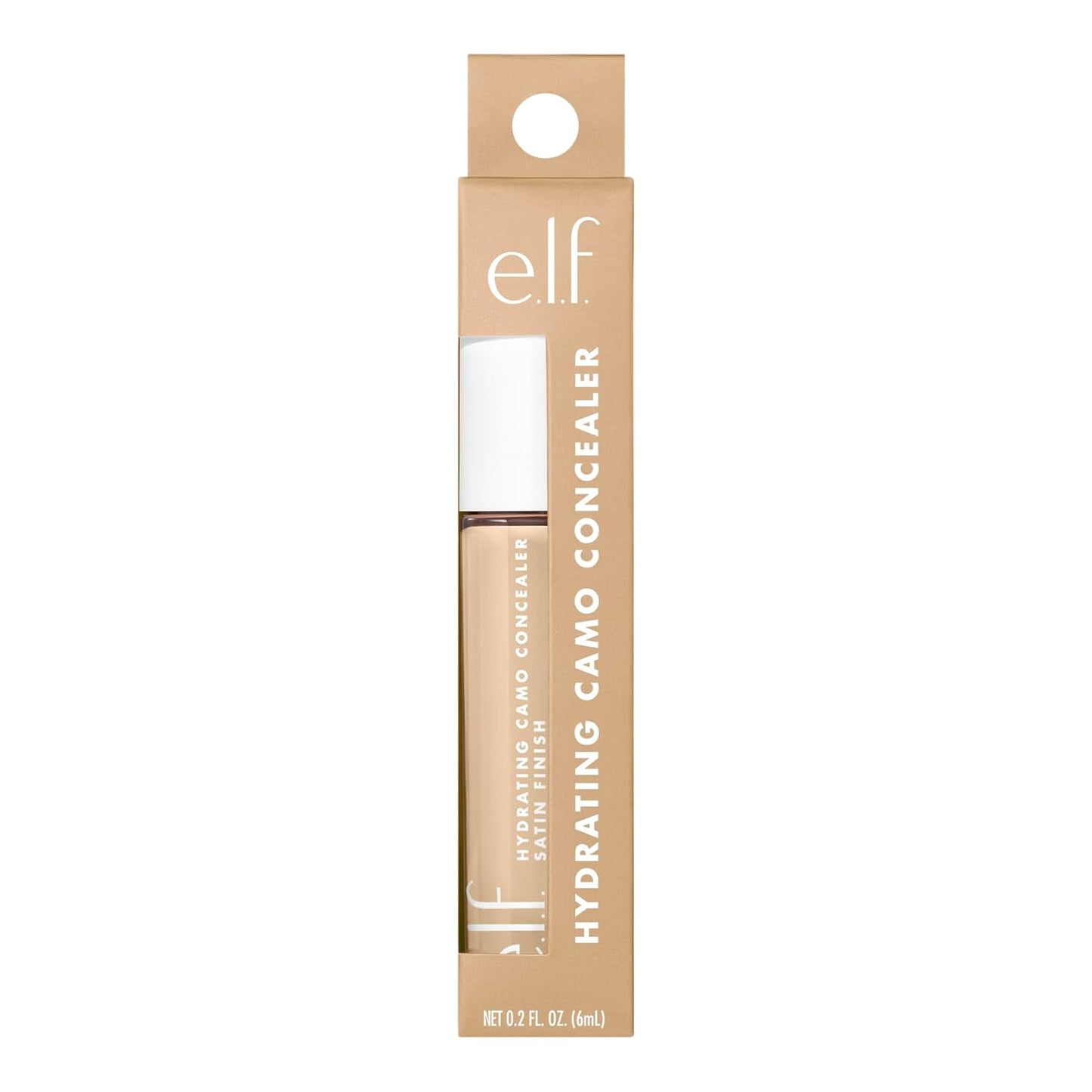 e.l.f. Hydrating Camo Concealer, Covers Blemishes & Under-Eye Circles, Full-Coverage & Delivers A Satin Finish, Vegan & Cruelty-Free, Light Beige